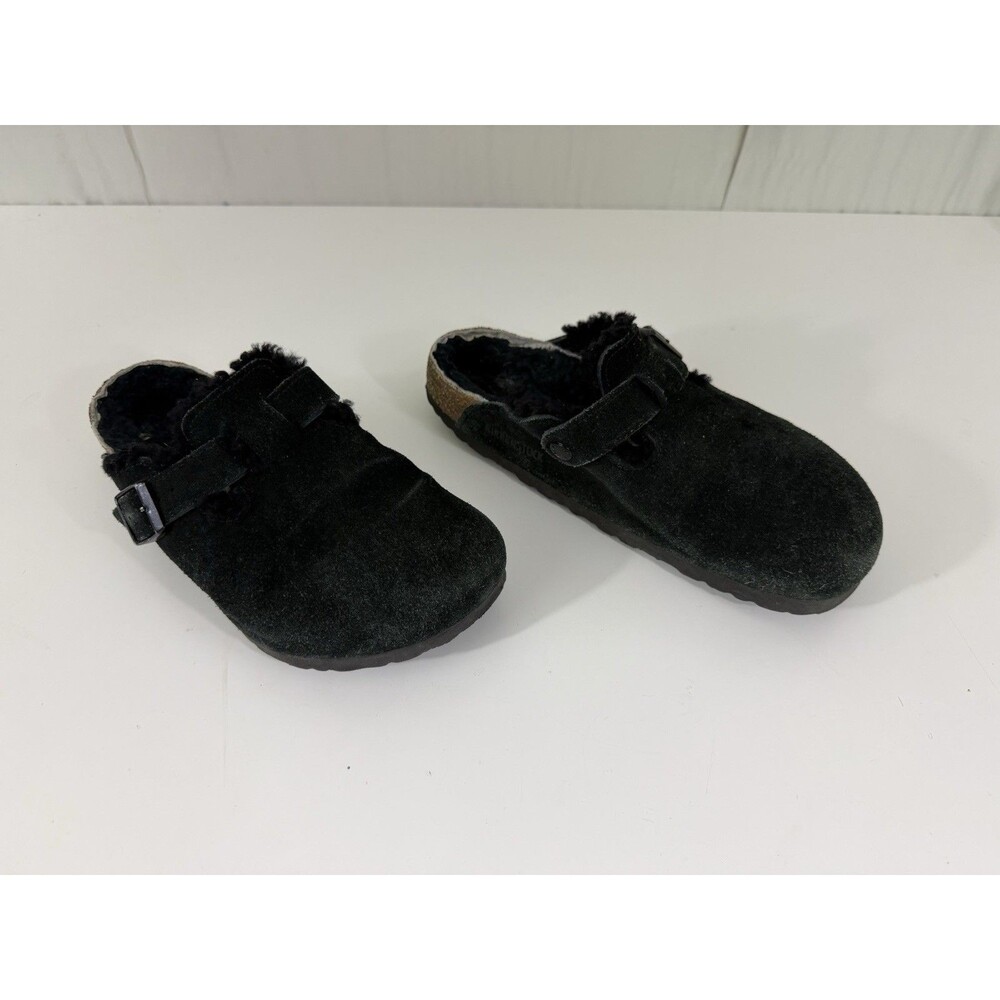 Birkenstock Boston Shearling Lined Clog Black Suede EU 40 US 9-9.5 Slow Fashion